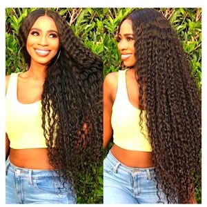  Water Curly Human Hair Bundles Water Wave 3 Bundles (24 26 28 inch) Brazilian